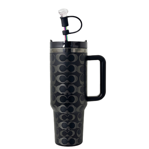 Holografischer Monogramm Tumbler (1,2 l) – Schwarz & Silber